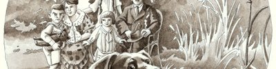 Onkel Maximilian mit Hund, Frau und Kindern, Bern 1922